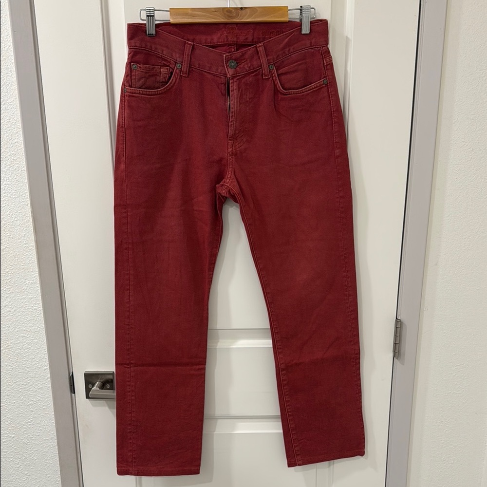 7 For All Mankind Slimmy Dark Red Jeans Vibrant Style Waist 29